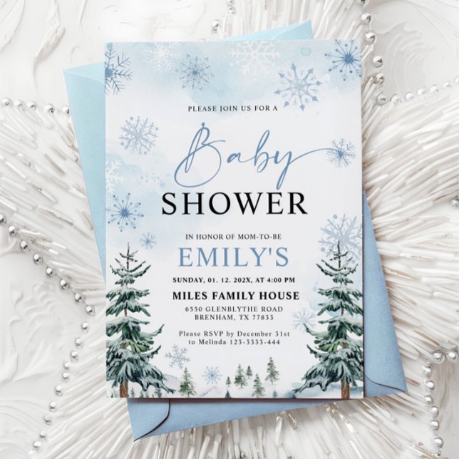 Invitación Baby Shower al invierno azul (Subido por el creador)