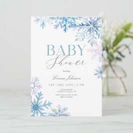 Invitación Baby Shower al invierno con copo de nie