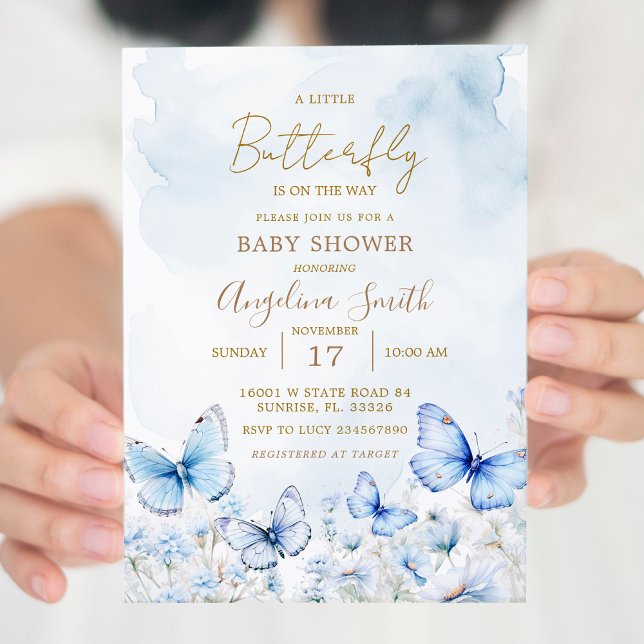 Invitación Baby Shower al Jardín de mariposas azul (Subido por el creador)