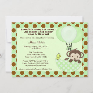 Invitación Baby Shower al Paraguas del mono