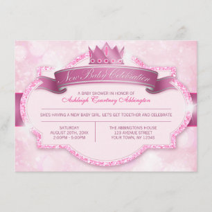 Invitación Baby Shower al Purpurina rosado de la p