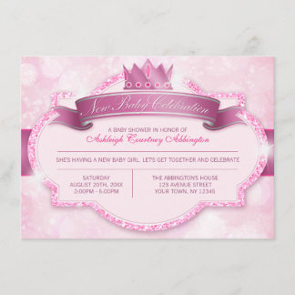 Invitación Baby Shower al Purpurina rosado de la p