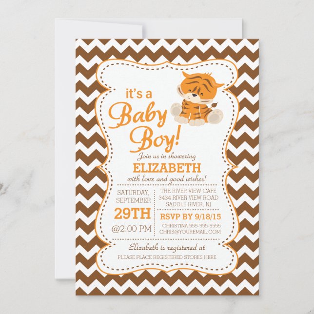 Invitación Baby Shower al Safari de la Selva Moder (Anverso)