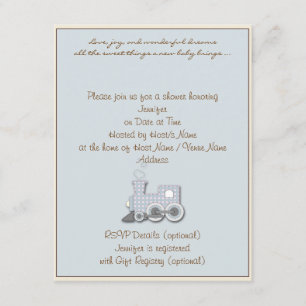 Invitación Baby Shower al tren azul de la frontera