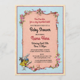 Invitación Baby Shower Alice Wonderland Conejo Fiesta Invitad