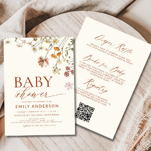 Invitación Baby Shower All in One Boho Wildflower
