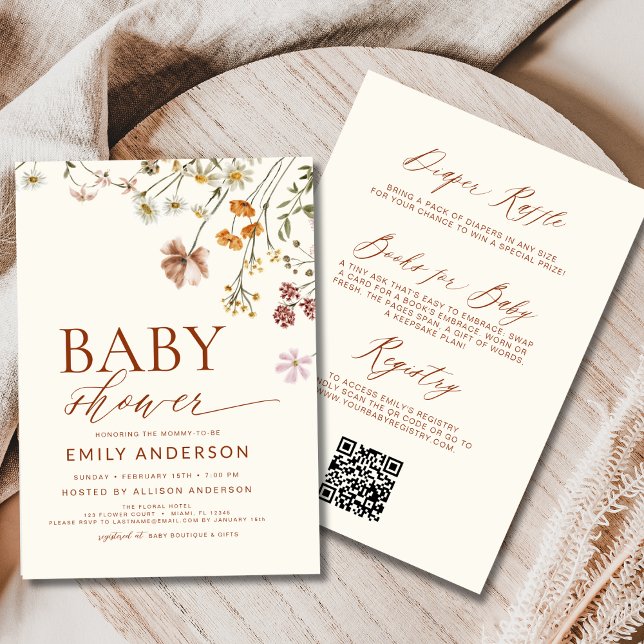Invitación Baby Shower All in One Boho Wildflower (Subido por el creador)