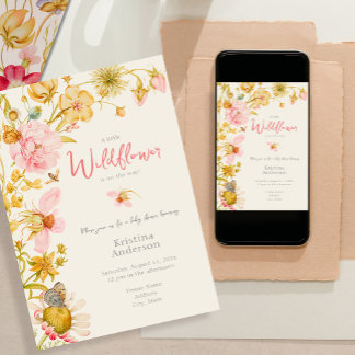 Invitación Baby Shower All in One Little Wildflower
