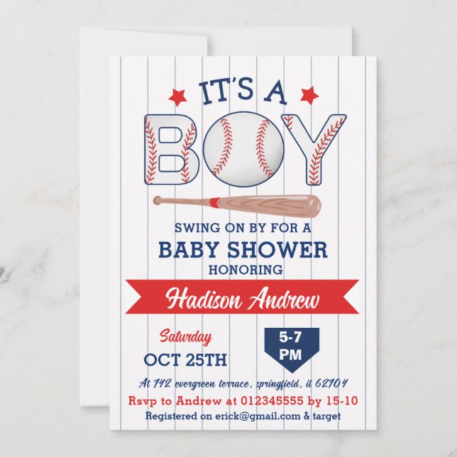 Invitación Baby Shower Allstar Rookie (Anverso)