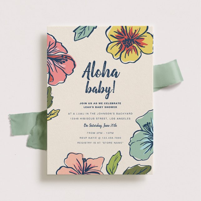 Invitación Baby Shower Aloha Hawaiian Flowers (Subido por el creador)