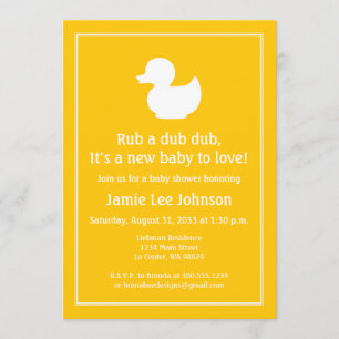 Invitación Baby Shower amarilla de goma duckie