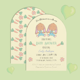 Invitación Baby Shower amarilla de Twin Bunnies Ar