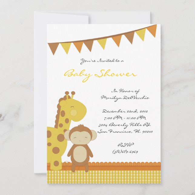 Invitación Baby Shower amarillo dulce (Anverso)