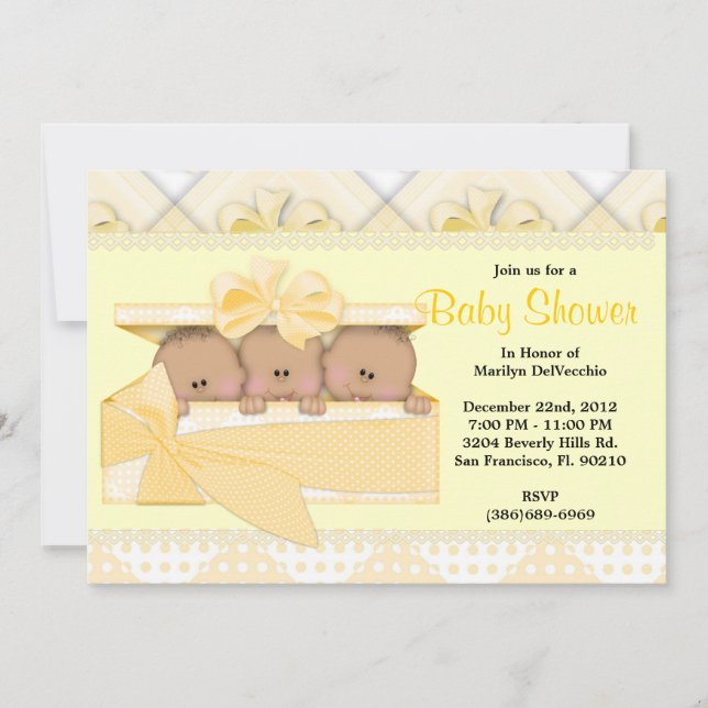 Invitación Baby Shower amarillo dulce (Anverso)