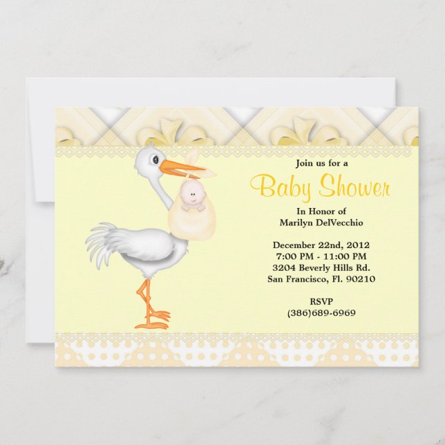 Invitación Baby Shower amarillo dulce CUTE (Anverso)