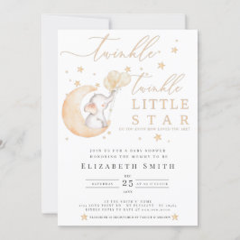 Invitación Baby Shower amarillo elefante de estrella pequeña