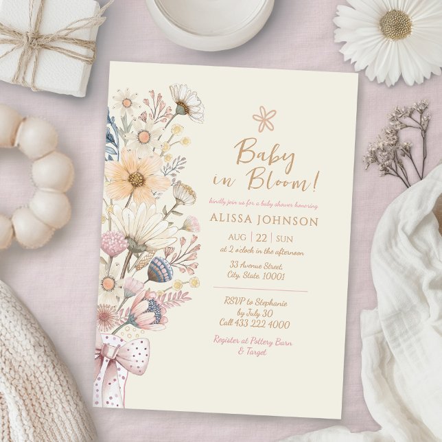 Invitación Baby Shower amarillo floral (Subido por el creador)