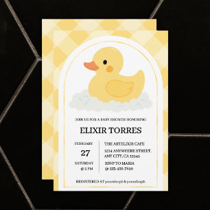 Invitación Baby Shower amarillo moderno de goma dudoso