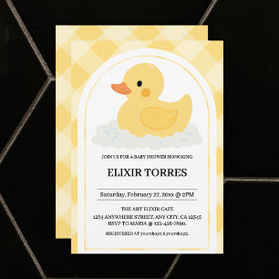 Invitación Baby Shower amarillo moderno de goma dudoso