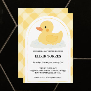 Invitación Baby Shower amarillo moderno de goma dudoso