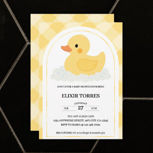 Invitación Baby Shower amarillo moderno de goma dudoso