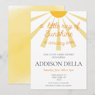 Invitación Baby Shower amarillo sunshine