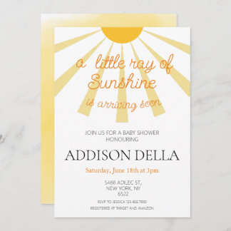 Invitación Baby Shower amarillo sunshine