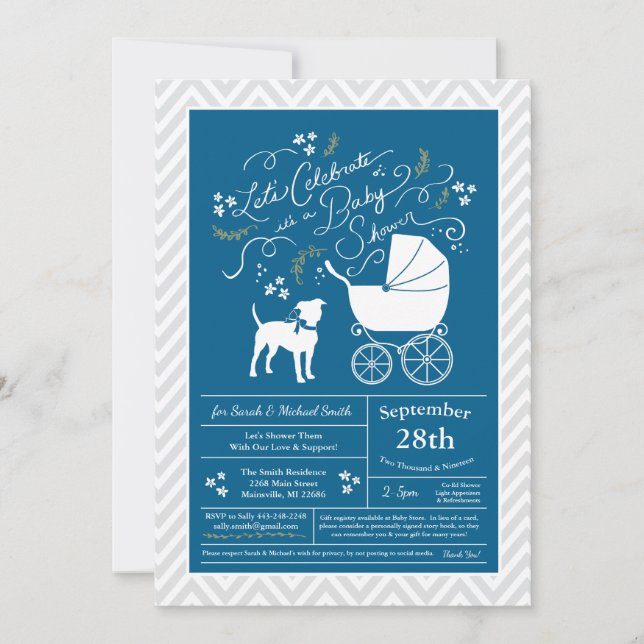 Invitación Baby Shower American Staffordshire Terrier Dog (Anverso)