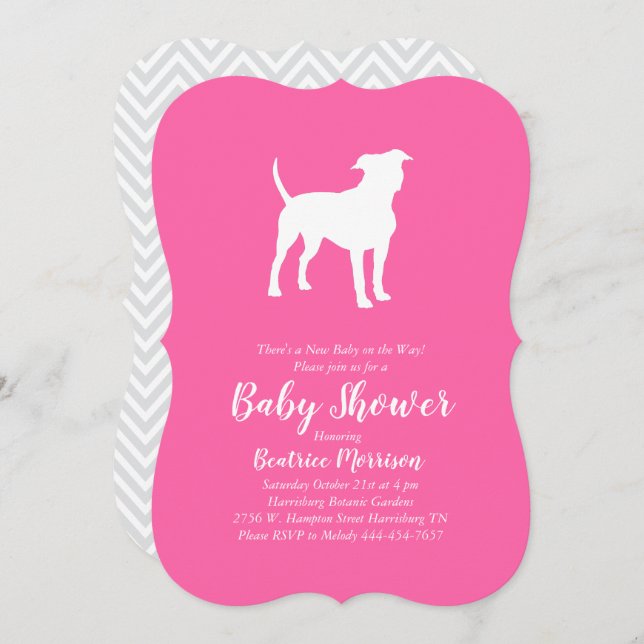 Invitación Baby Shower American Staffordshire Terrier Dog (Anverso / Reverso)