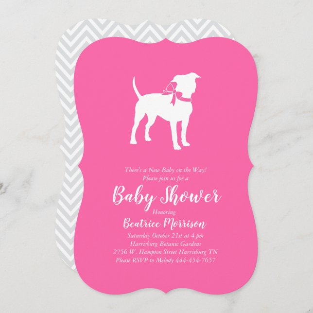 Invitación Baby Shower American Staffordshire Terrier Dog (Anverso / Reverso)