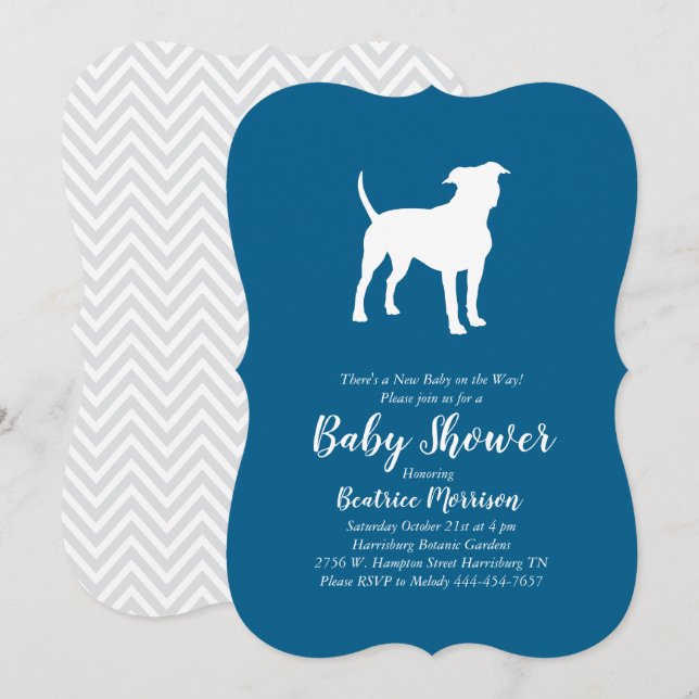 Invitación Baby Shower American Staffordshire Terrier Dog (Anverso / Reverso)