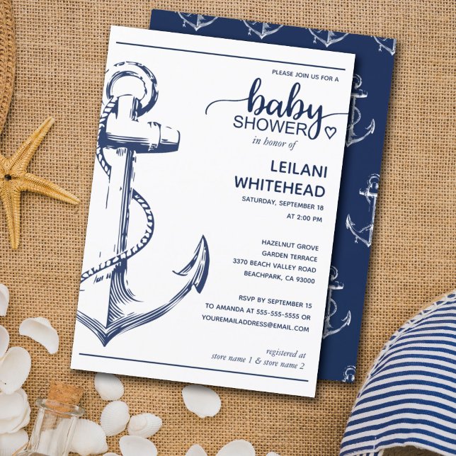 Invitación Baby Shower Anchor de la Armada Náutica (Subido por el creador)