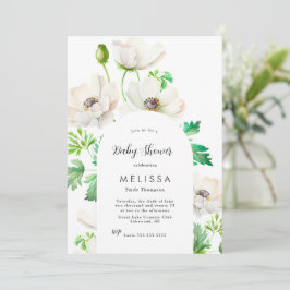 Invitación Baby Shower anémona blanca