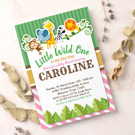 Invitación Baby Shower animal del Safari Zoo de la Jungla Ros