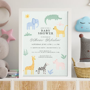 Invitación BABY SHOWER   Animales animales salvajes
