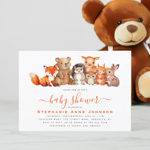 Invitación Baby Shower Animales del Bosque Lindos Acuarela Ro