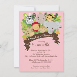 Invitación Baby Shower: Animales Safari de la selva moderna