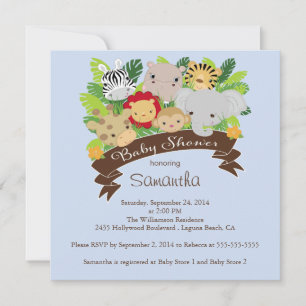 Invitación Baby Shower: Animales Safari de la selva moderna