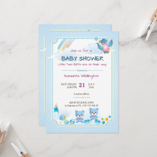 Invitación baby shower announcement for TWIN BOYs