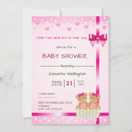 Invitación baby shower announcement for TWIN Girls