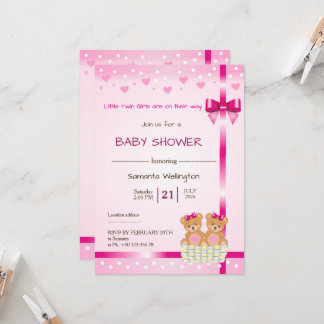 Invitación baby shower announcement for TWIN Girls