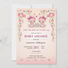 Invitación baby shower announcement for TWIN Girls
