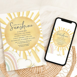 Invitación Baby Shower Aquarela Pequeño Rayo de Sol