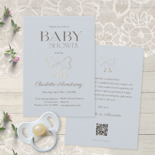 Invitación Baby Shower Arco de Acuarela Azul Polvoriento Prof