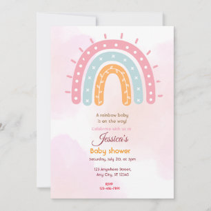 Invitación Baby Shower arcoiris