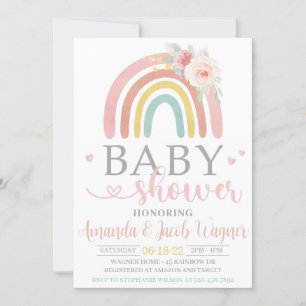 Invitación Baby Shower arcoiris, Baby Shower neutral en mater