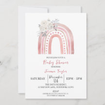 Baby Shower arcoiris boho, rosas blancas