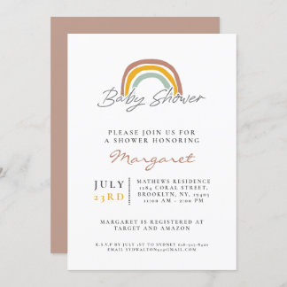 Invitación Baby Shower Arcoiris neutro
