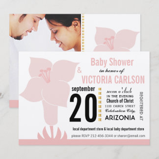Invitación Baby Shower Art Deco Lily Modern Typography