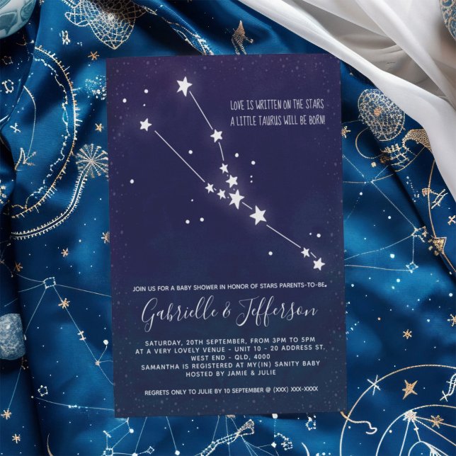 Invitación Baby Shower Astrología de Taurus (Celebrate with the star sign your little one will be born under. Nature takes its course.)